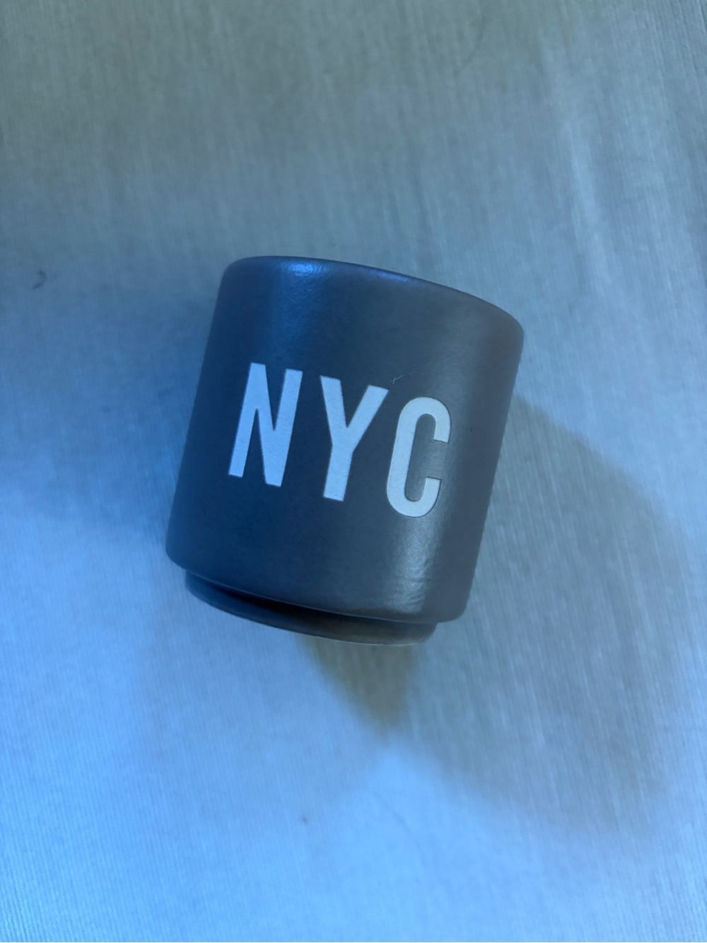 Starbucks NYC Matte Gray Ceramic Espresso Cup with White Lettering
